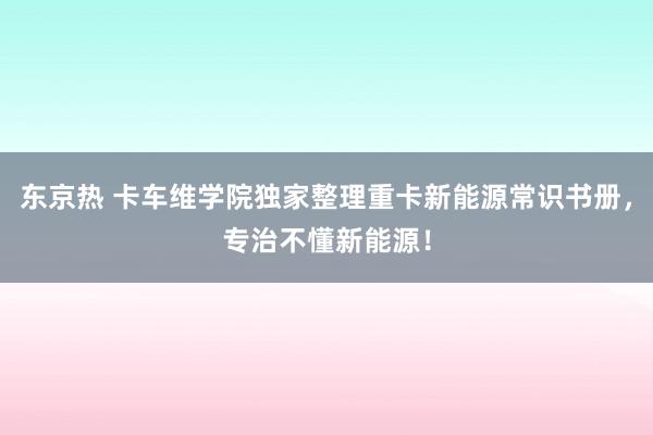 东京热 卡车维学院独家整理重卡新能源常识书册，专治不懂新能源！