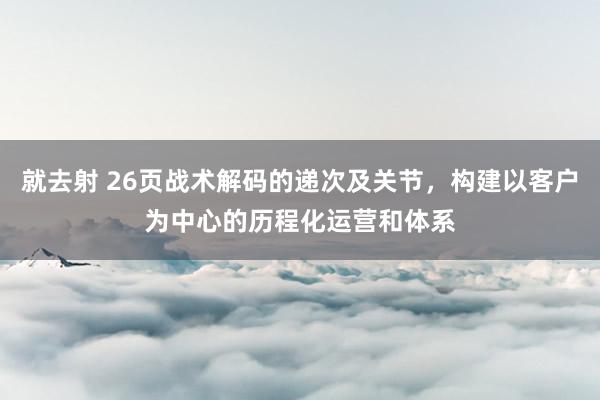 就去射 26页战术解码的递次及关节，构建以客户为中心的历程化运营和体系