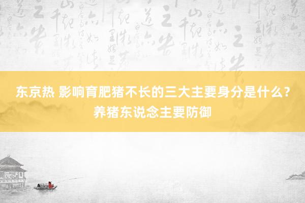 东京热 影响育肥猪不长的三大主要身分是什么？养猪东说念主要防御