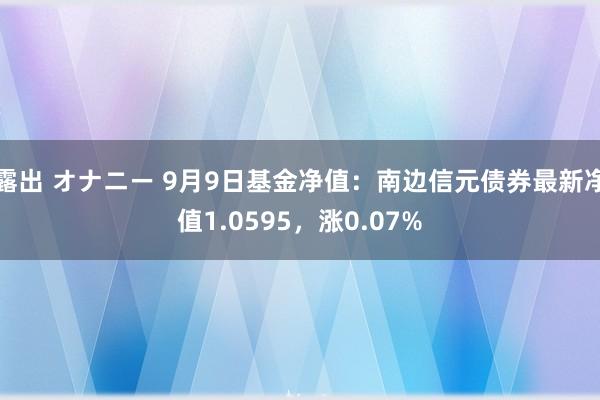 露出 オナニー 9月9日基金净值：南边信元债券最新净值1.0595，涨0.07%