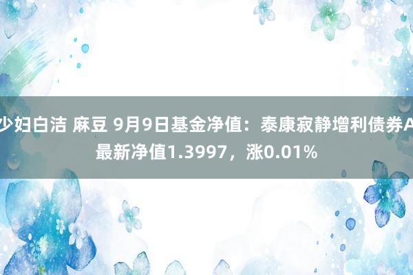 少妇白洁 麻豆 9月9日基金净值：泰康寂静增利债券A最新净值1.3997，涨0.01%