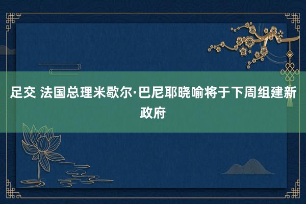 足交 法国总理米歇尔·巴尼耶晓喻将于下周组建新政府