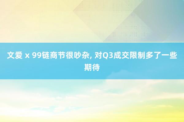 文爱 x 99链商节很吵杂， 对Q3成交限制多了一些期待