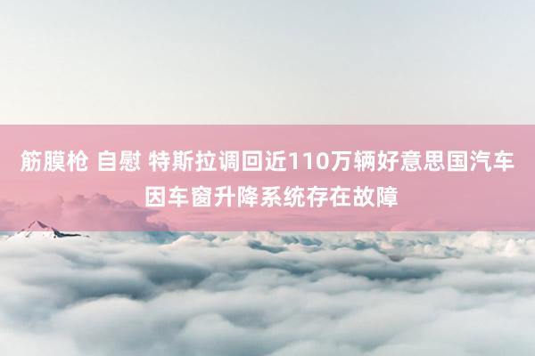 筋膜枪 自慰 特斯拉调回近110万辆好意思国汽车 因车窗升降系统存在故障