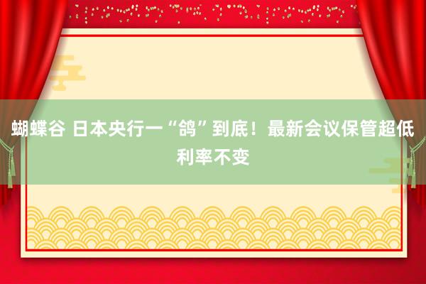 蝴蝶谷 日本央行一“鸽”到底！最新会议保管超低利率不变