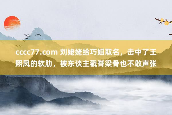 cccc77.com 刘姥姥给巧姐取名，击中了王熙凤的软肋，被东谈主戳脊梁骨也不敢声张