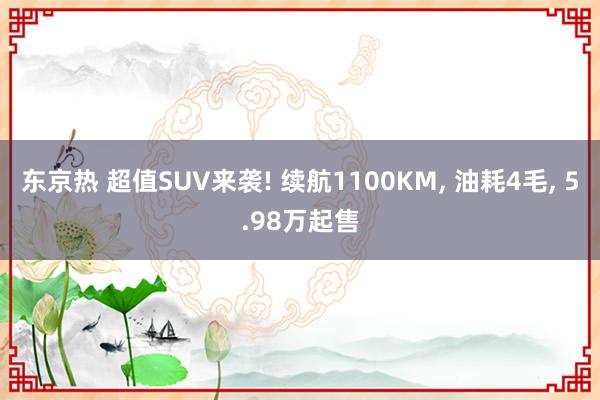 东京热 超值SUV来袭! 续航1100KM， 油耗4毛， 5.98万起售