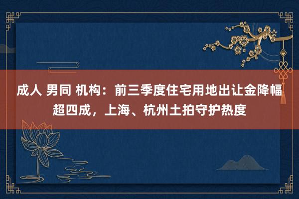 成人 男同 机构：前三季度住宅用地出让金降幅超四成，上海、杭州土拍守护热度