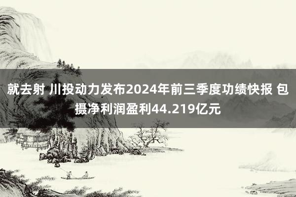 就去射 川投动力发布2024年前三季度功绩快报 包摄净利润盈利44.219亿元