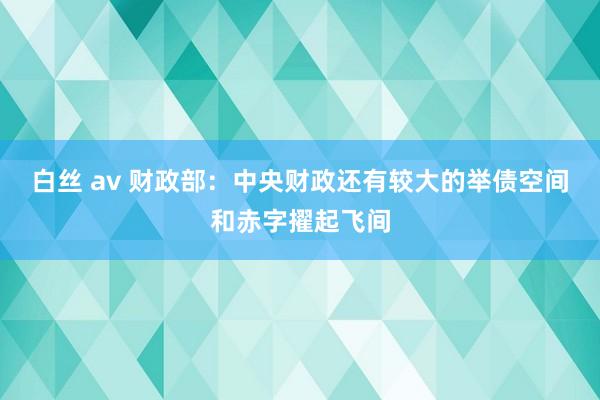 白丝 av 财政部：中央财政还有较大的举债空间和赤字擢起飞间