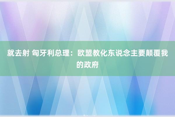 就去射 匈牙利总理：欧盟教化东说念主要颠覆我的政府