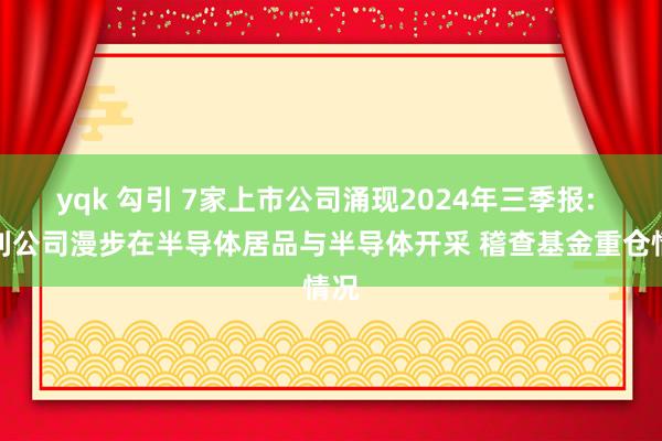 yqk 勾引 7家上市公司涌现2024年三季报: 盈利公司漫步在半导体居品与半导体开采 稽查基金重仓情况