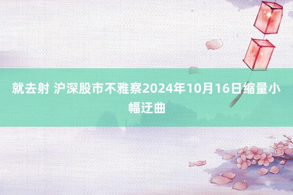 就去射 沪深股市不雅察2024年10月16日缩量小幅迂曲