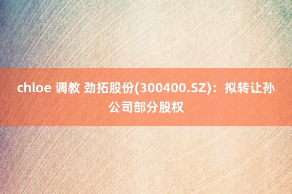 chloe 调教 劲拓股份(300400.SZ)：拟转让孙公司部分股权