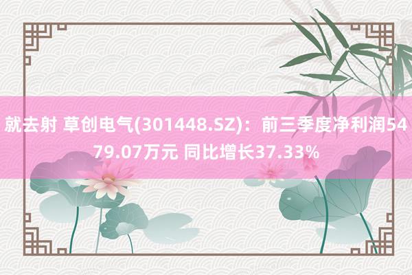 就去射 草创电气(301448.SZ)：前三季度净利润5479.07万元 同比增长37.33%