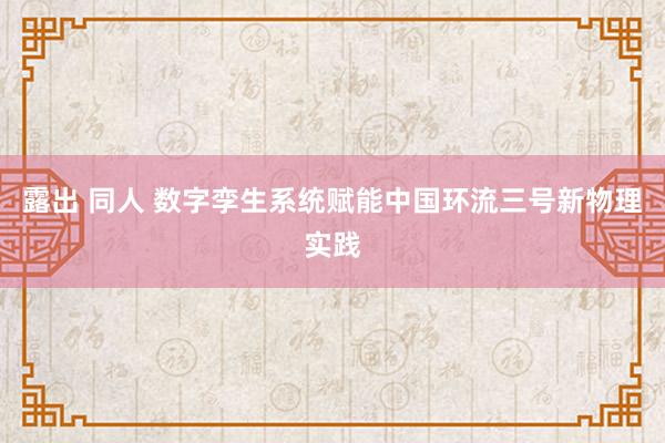 露出 同人 数字孪生系统赋能中国环流三号新物理实践