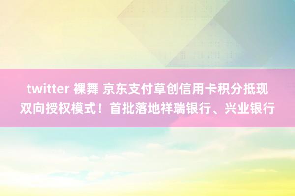 twitter 裸舞 京东支付草创信用卡积分抵现双向授权模式！首批落地祥瑞银行、兴业银行