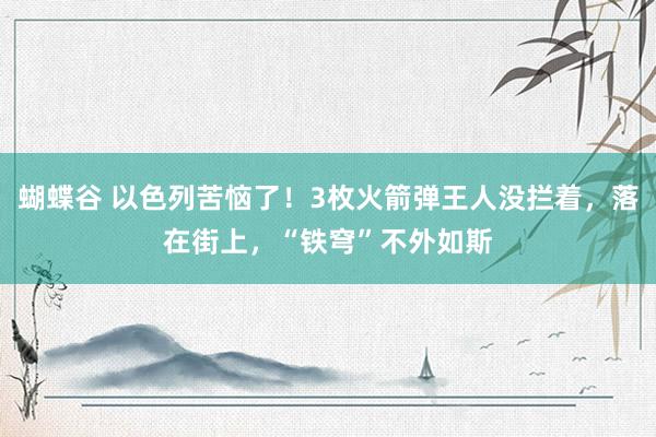 蝴蝶谷 以色列苦恼了！3枚火箭弹王人没拦着，落在街上，“铁穹”不外如斯