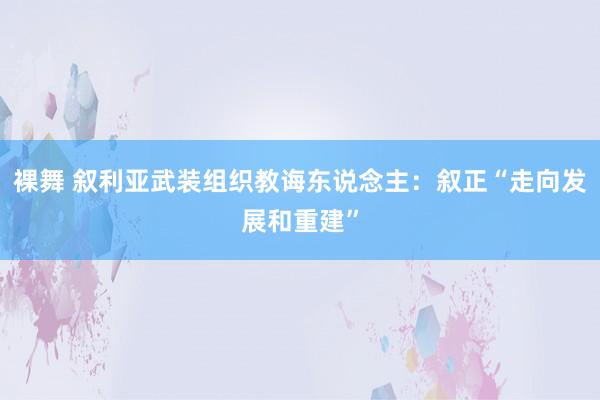 裸舞 叙利亚武装组织教诲东说念主：叙正“走向发展和重建”