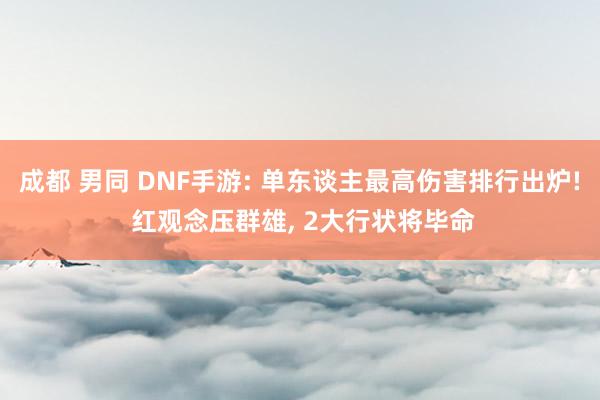 成都 男同 DNF手游: 单东谈主最高伤害排行出炉! 红观念压群雄， 2大行状将毕命