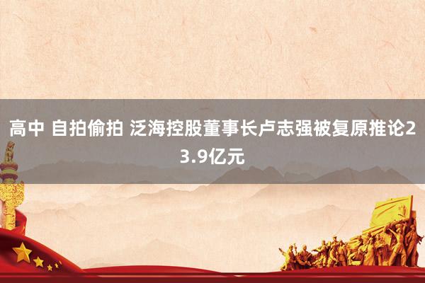 高中 自拍偷拍 泛海控股董事长卢志强被复原推论23.9亿元