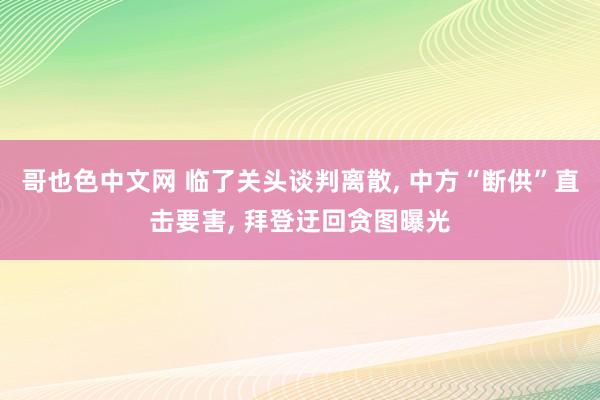 哥也色中文网 临了关头谈判离散， 中方“断供”直击要害， 拜登迂回贪图曝光