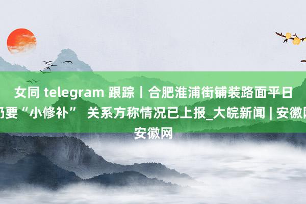 女同 telegram 跟踪丨合肥淮浦街铺装路面平日仍要“小修补”  关系方称情况已上报_大皖新闻 | 安徽网