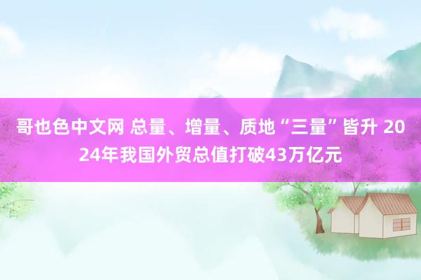 哥也色中文网 总量、增量、质地“三量”皆升 2024年我国外贸总值打破43万亿元